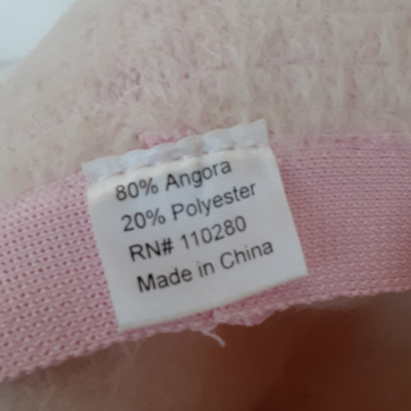 Y2K Powder Pink Angora Fuzzy Bucket Hat OS Cozy 20s Cloche Hat Winter Coquette - Picture 9 of 9